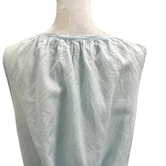 Eileen Fisher 100% Irish Linen V-Neck Belt Tunic Top Pockets Baby Blue size 1X - Picture 9 of 13